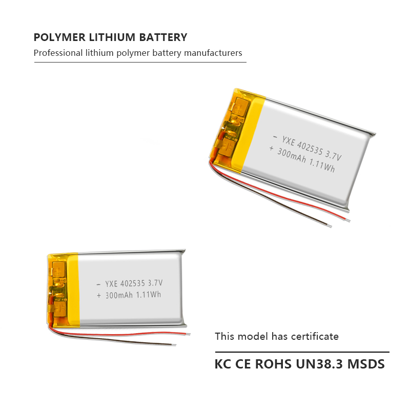 3.7 V Li-ion Battery 402535-300mah